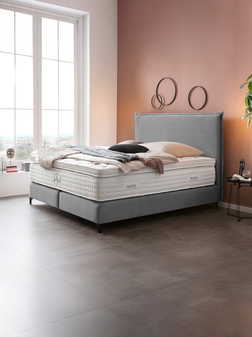 Velours Boxspringbett Grau LONDON