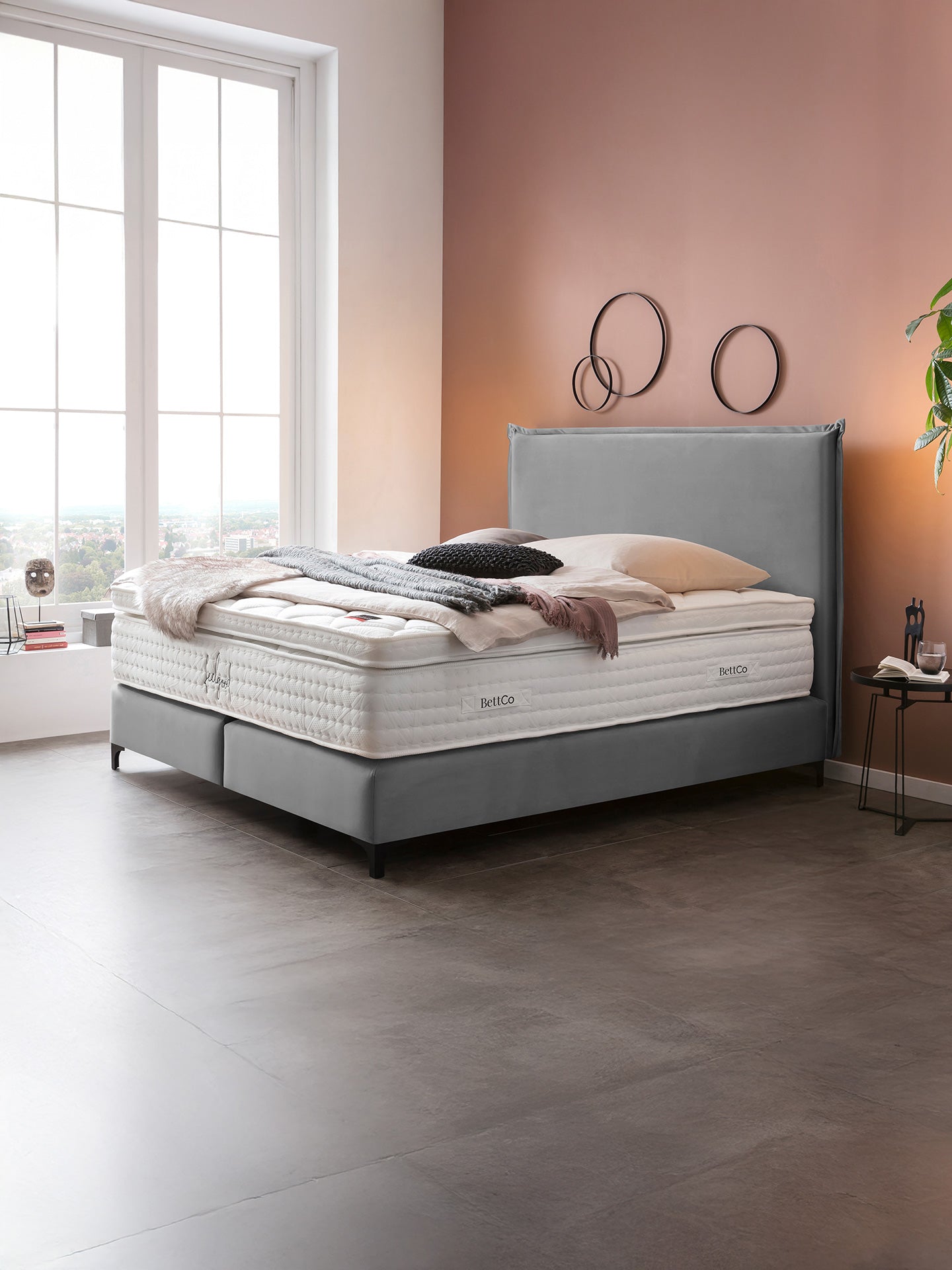 Velours Boxspringbett Grau LONDON