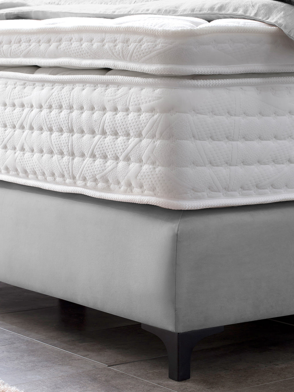 Velours Boxspringbett Grau LONDON