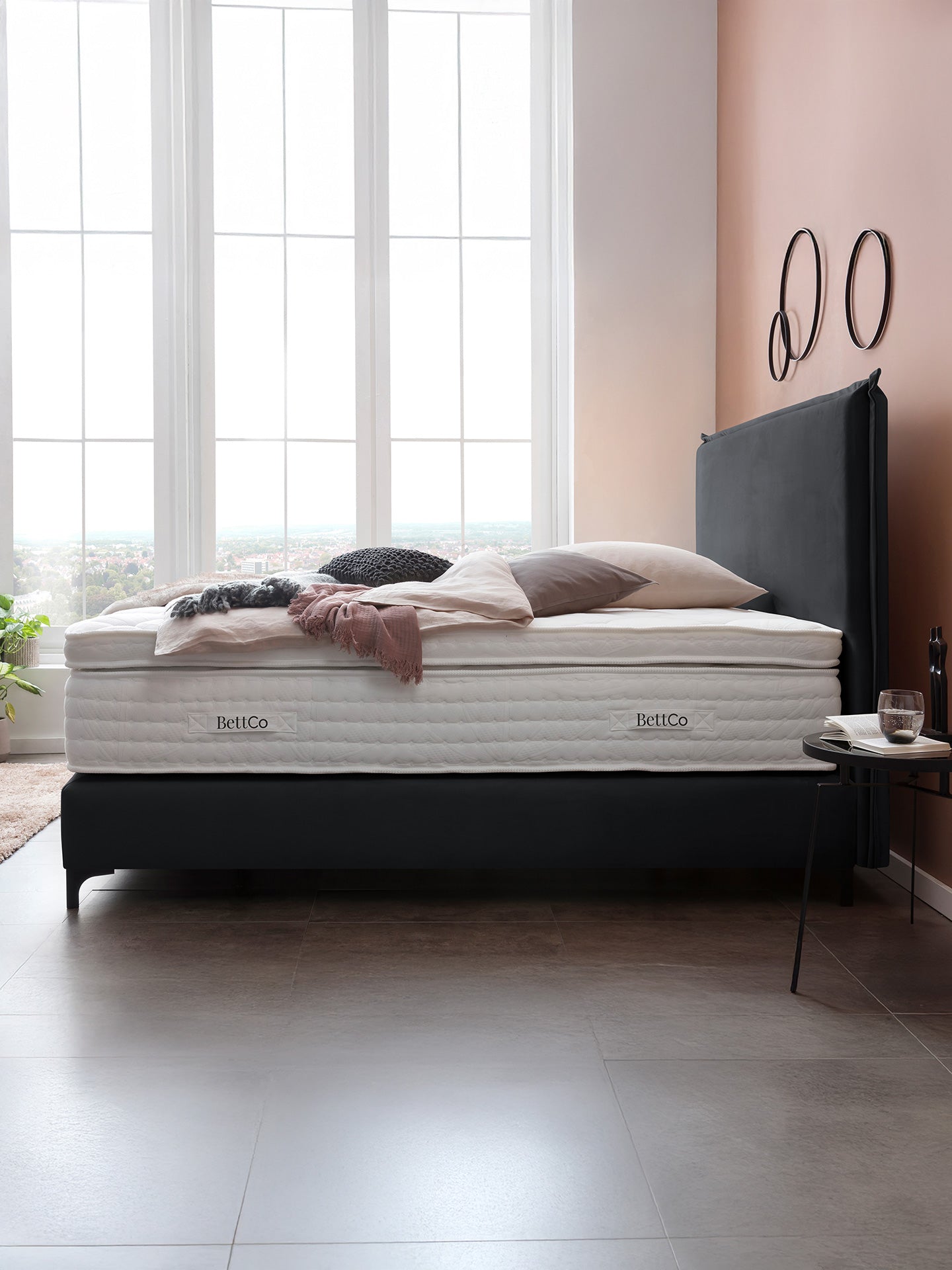 Velours Boxspringbett Schwarz LONDON