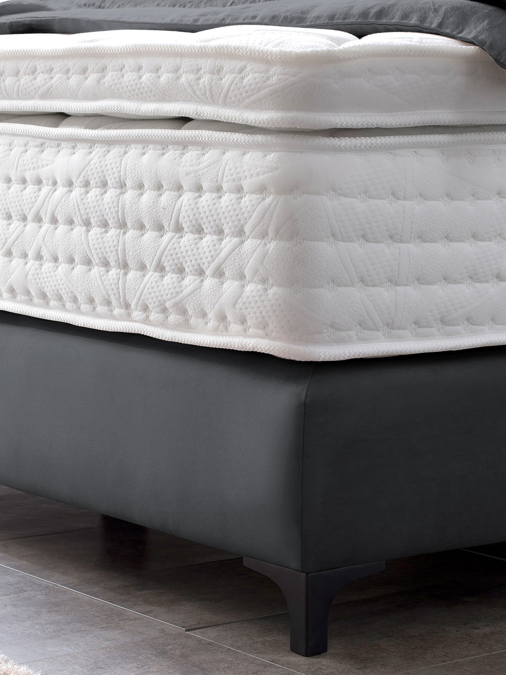 Velours Boxspringbett Schwarz LONDON