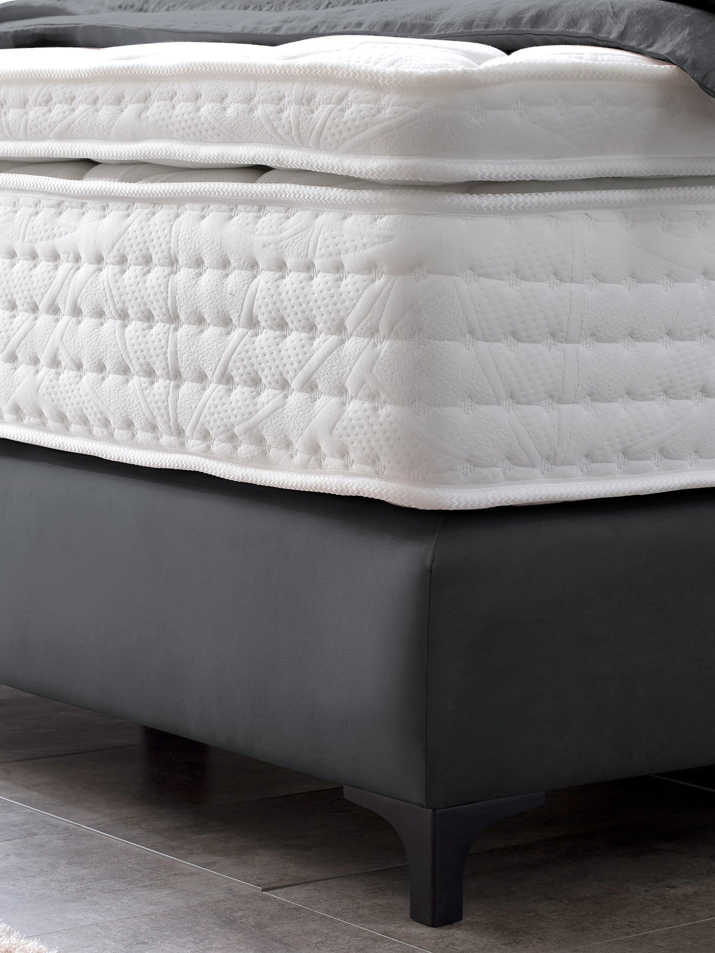 Velours Boxspringbett Schwarz LONDON