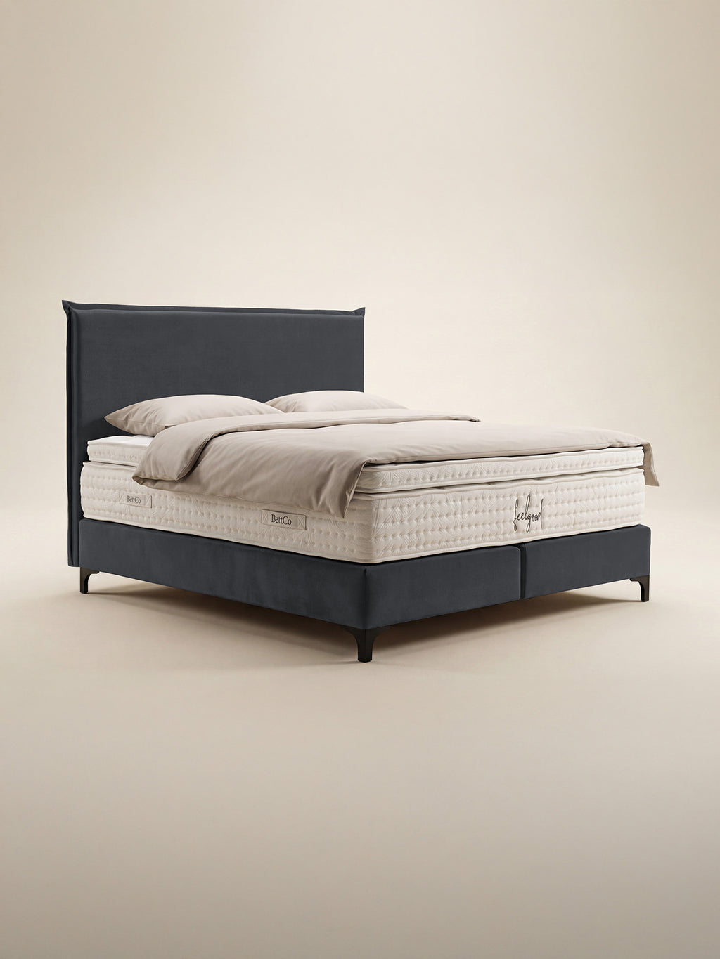 Velours Boxspringbett Dunkelgrau LONDON