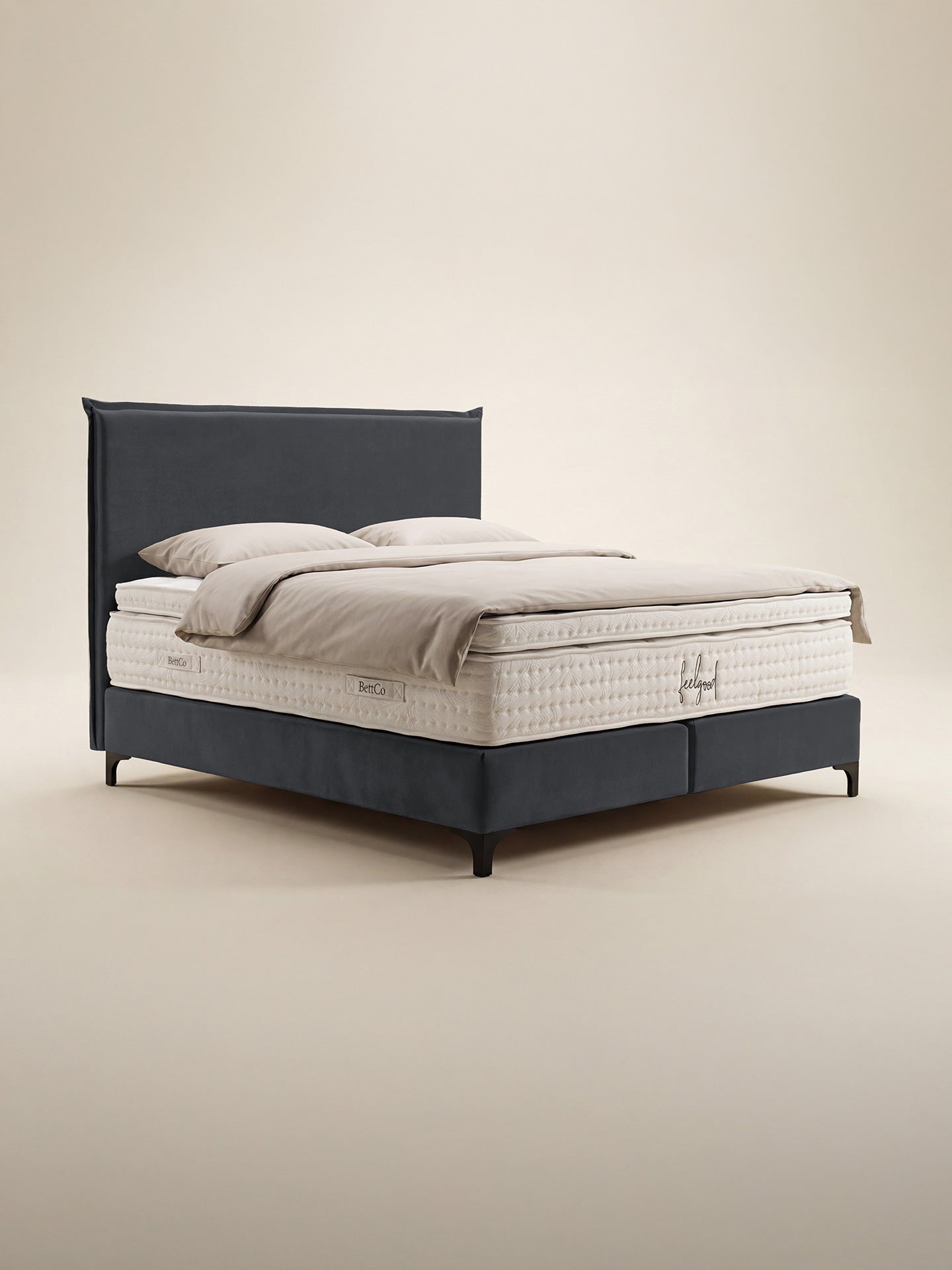 Velours Boxspringbett Schwarz LONDON