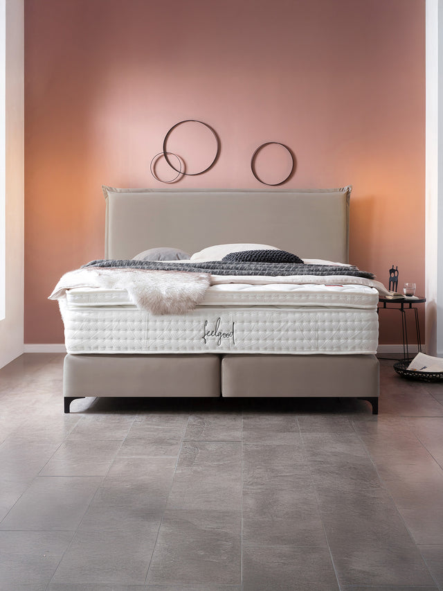 Velours Boxspringbett Taupe LONDON