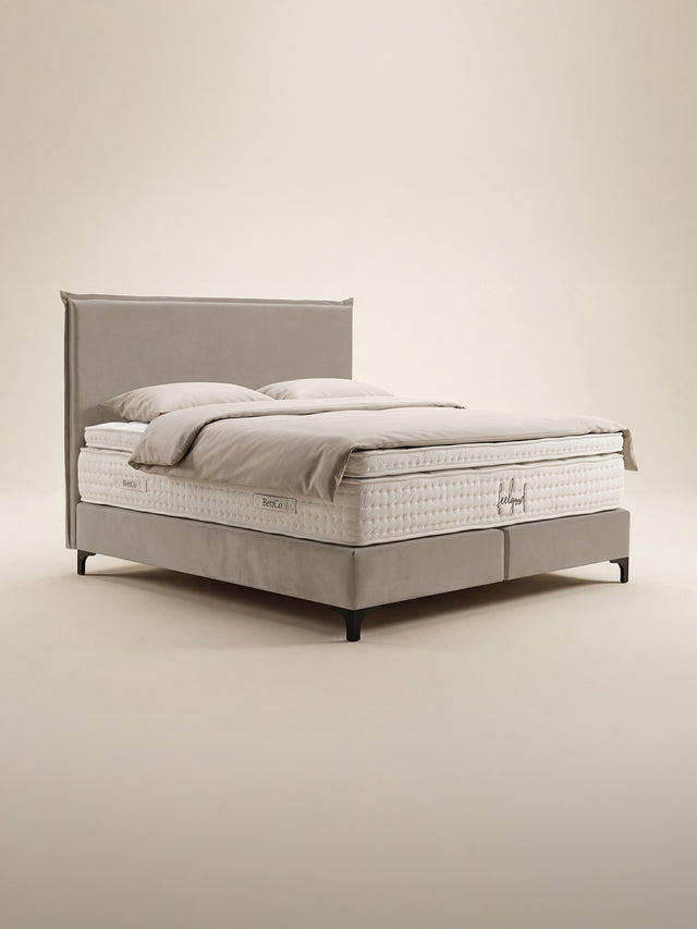Velours Boxspringbett Taupe LONDON