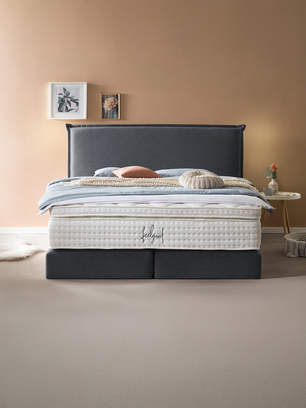 Webstoff Boxspringbett Anthrazit LONDON