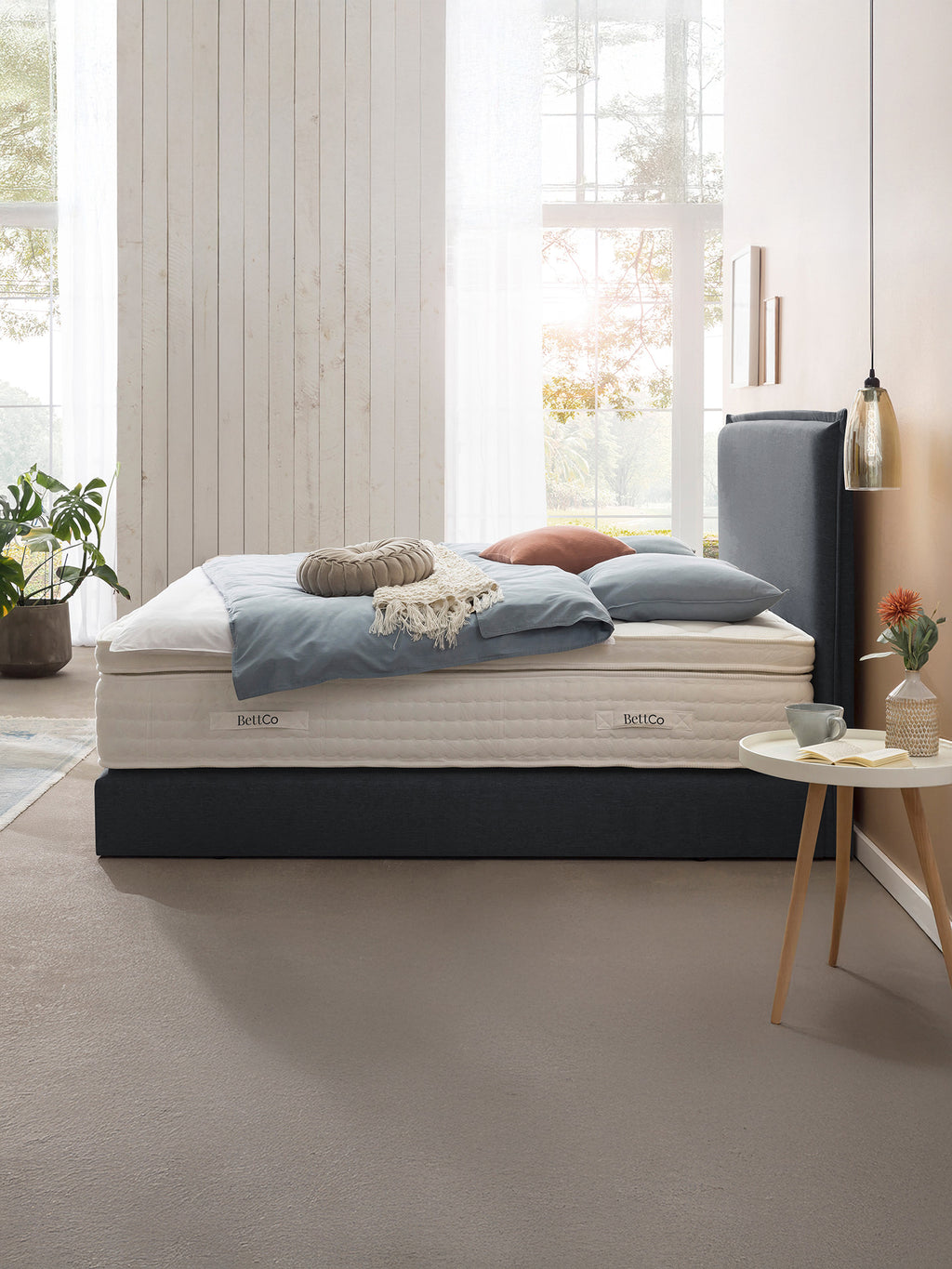 Webstoff Boxspringbett Anthrazit LONDON