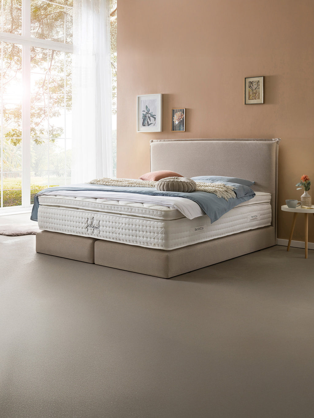 Webstoff Boxspringbett Beige LONDON