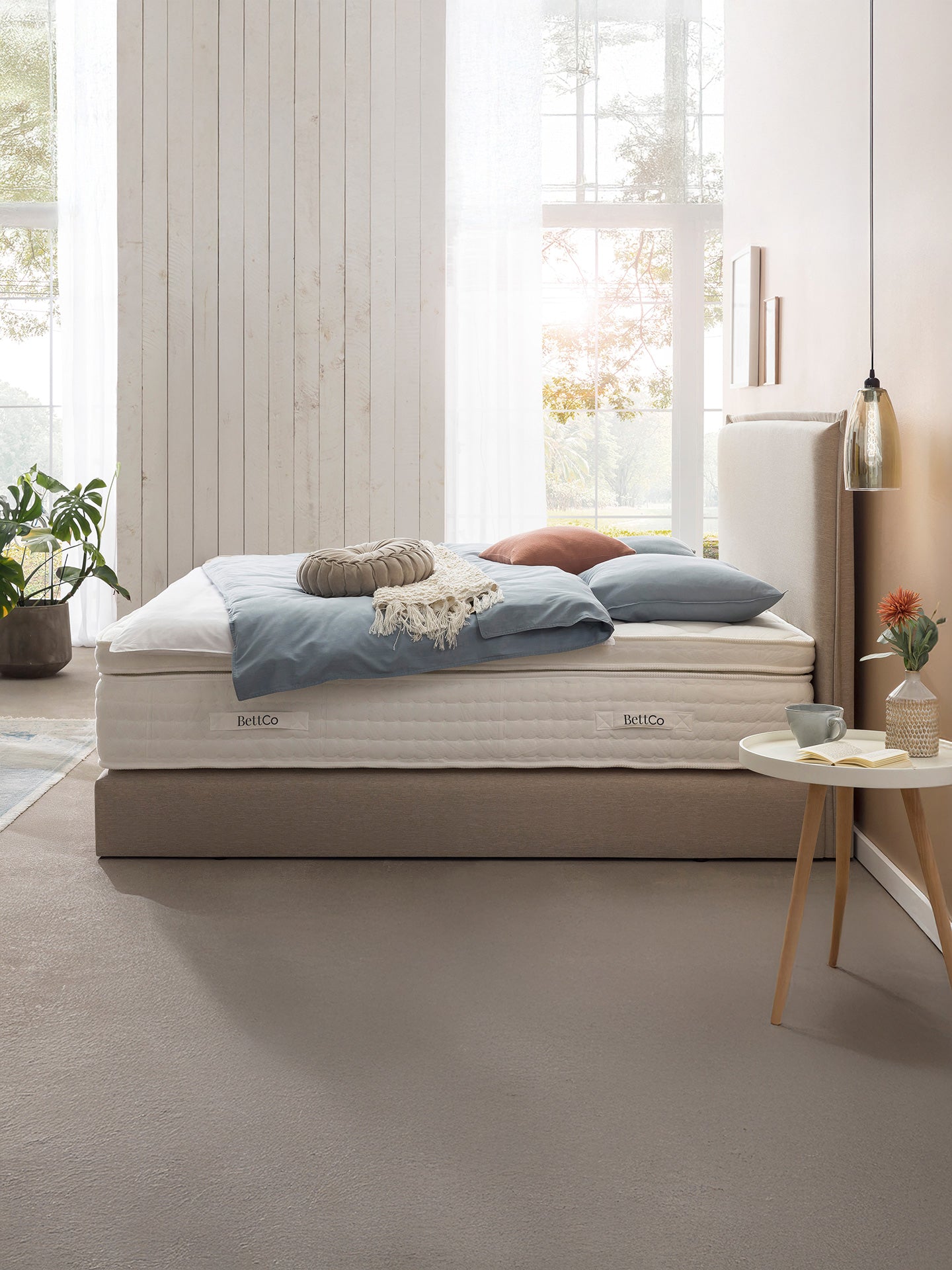 Webstoff Boxspringbett Beige LONDON