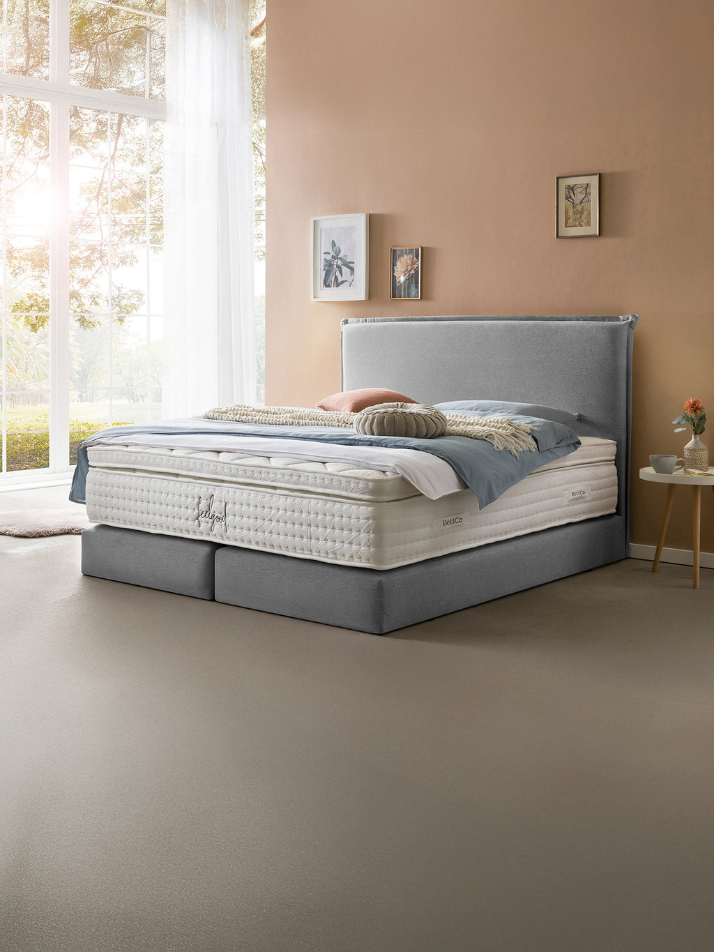 Webstoff Boxspringbett Hellgrau LONDON