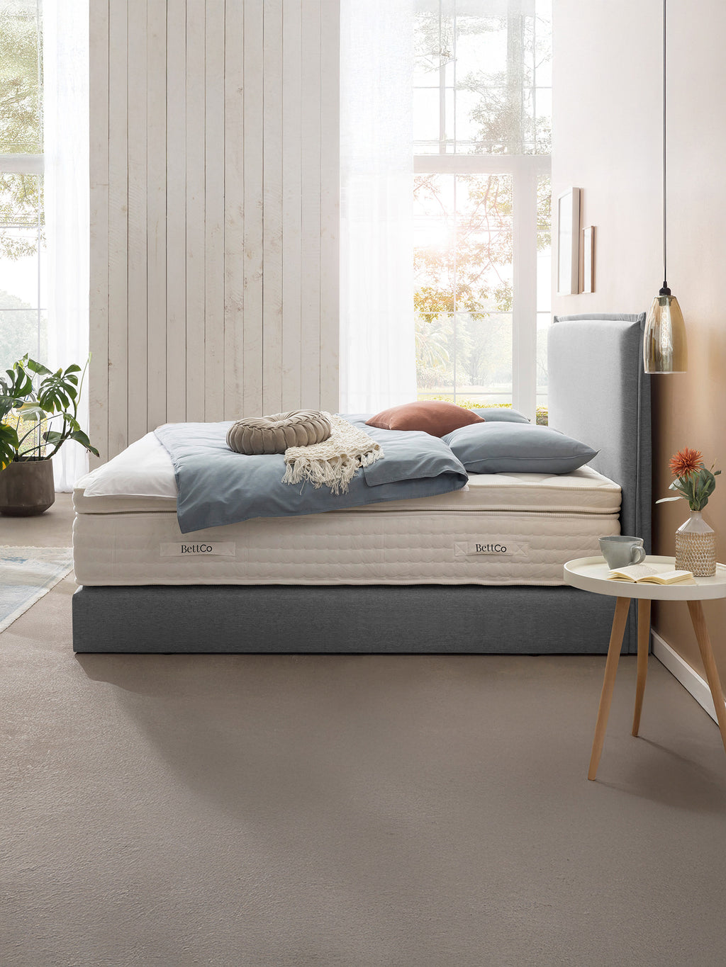 Webstoff Boxspringbett Hellgrau LONDON