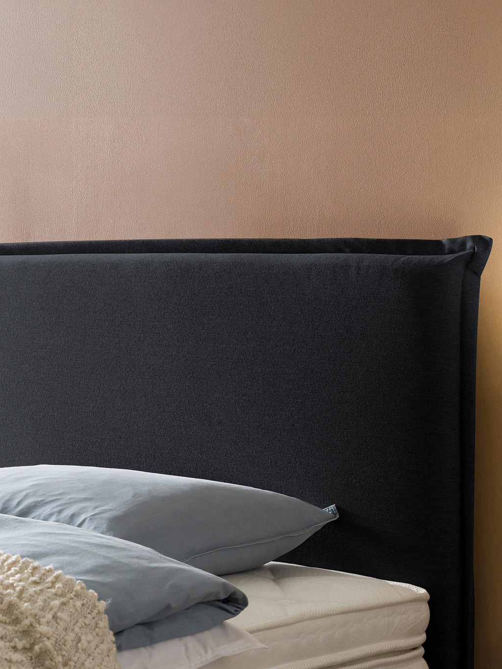 Webstoff Boxspringbett Schwarz LONDON