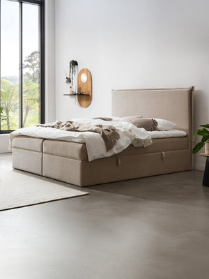 Samt Boxspringbett mit Stauraum Beige LONDON