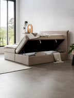 Samt Boxspringbett mit Stauraum Beige LONDON
