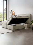 Samt Boxspringbett mit Stauraum Creme LONDON
