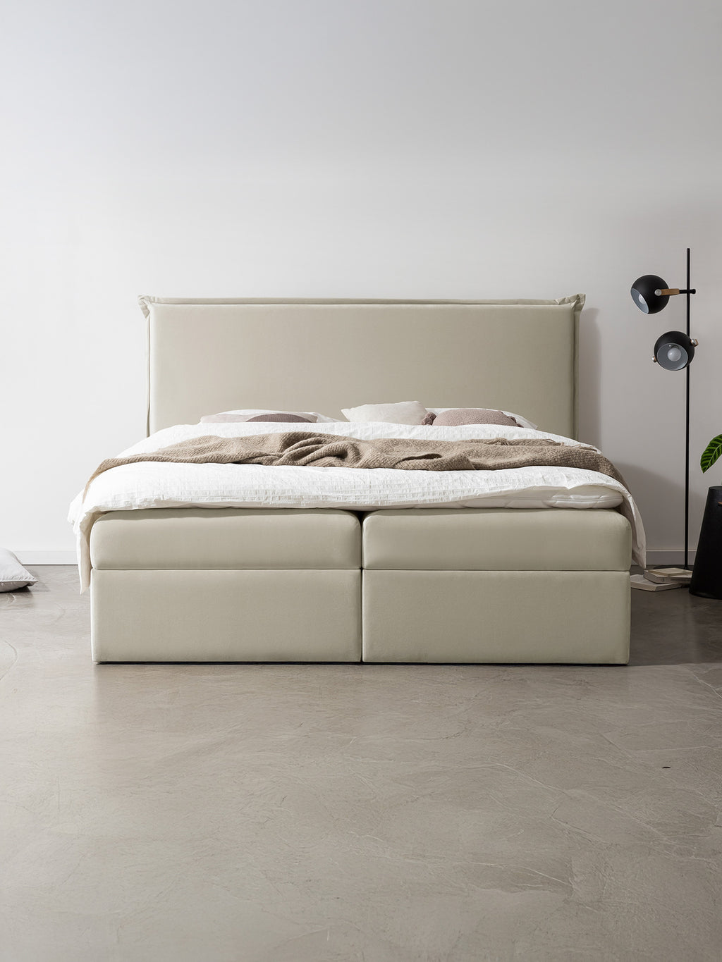 Samt Boxspringbett mit Stauraum Creme LONDON