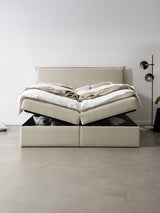 Samt Boxspringbett mit Stauraum Creme LONDON