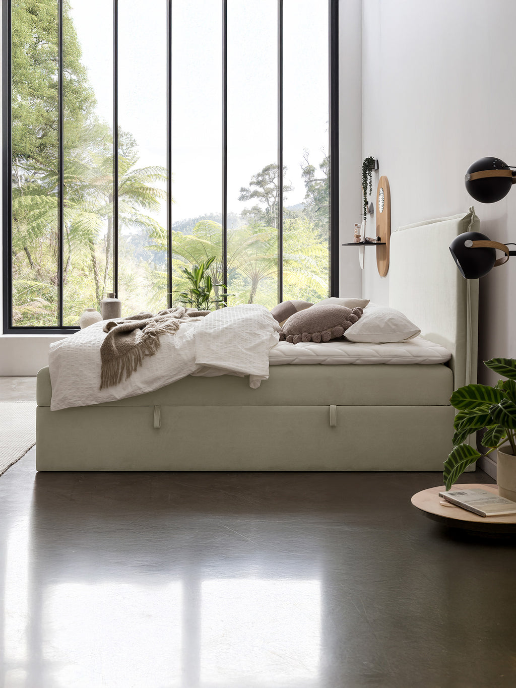 Samt Boxspringbett mit Stauraum Creme LONDON