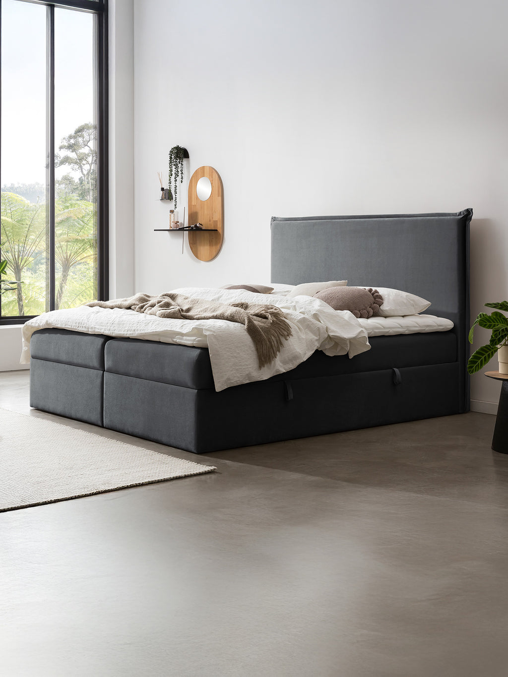 Samt Boxspringbett mit Stauraum Dunkelgrau LONDON