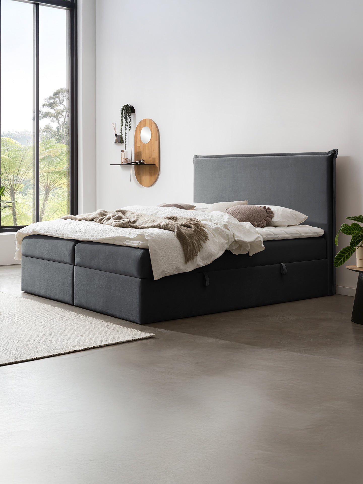 Samt Boxspringbett mit Stauraum Dunkelgrau LONDON