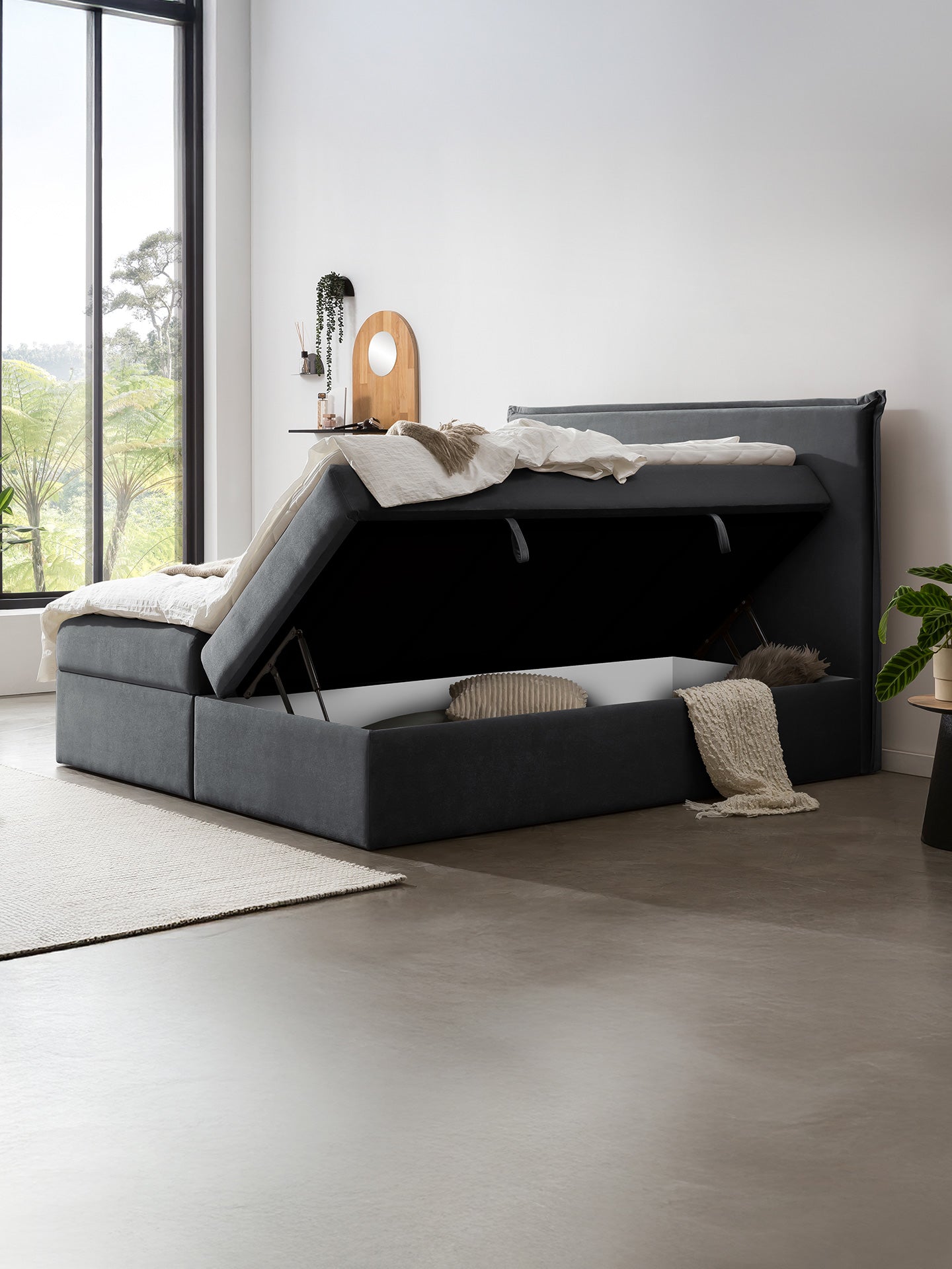 Samt Boxspringbett mit Stauraum Dunkelgrau LONDON