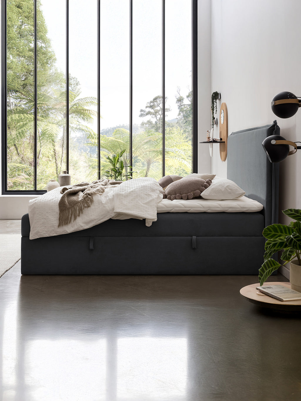 Samt Boxspringbett mit Stauraum Dunkelgrau LONDON