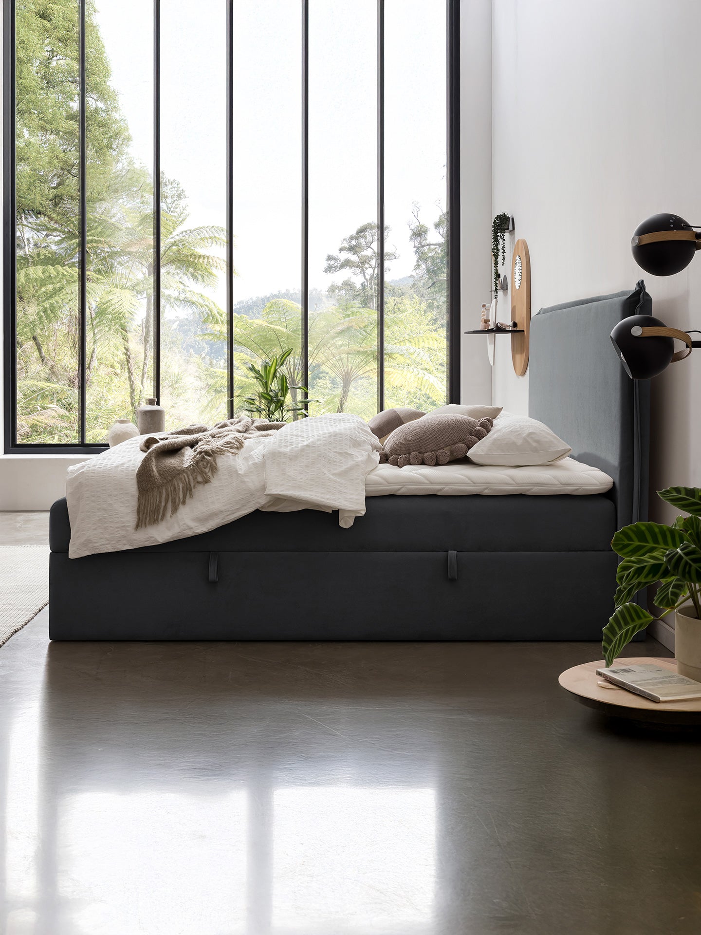 Samt Boxspringbett mit Stauraum Dunkelgrau LONDON