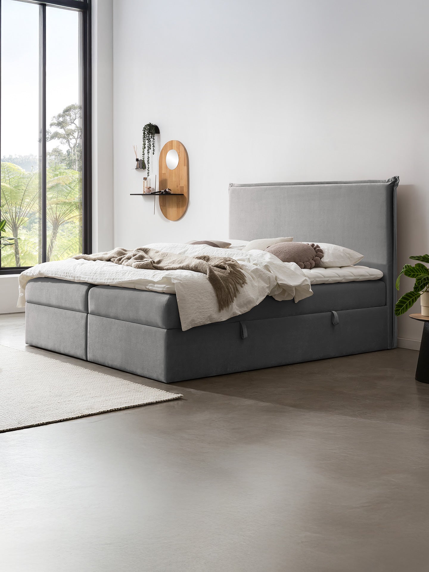 Samt Boxspringbett mit Stauraum Grau LONDON