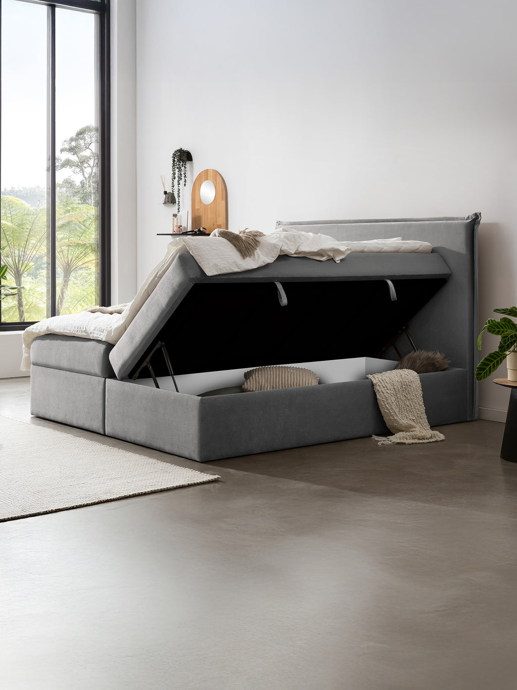 Samt Boxspringbett mit Stauraum Grau LONDON