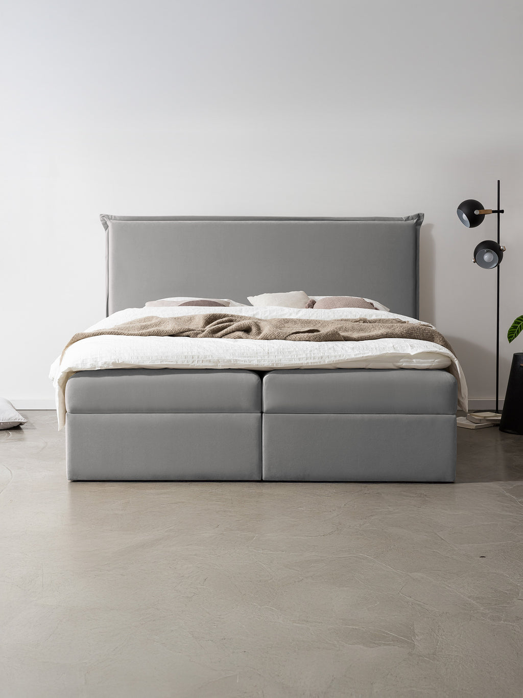 Samt Boxspringbett mit Stauraum Grau LONDON