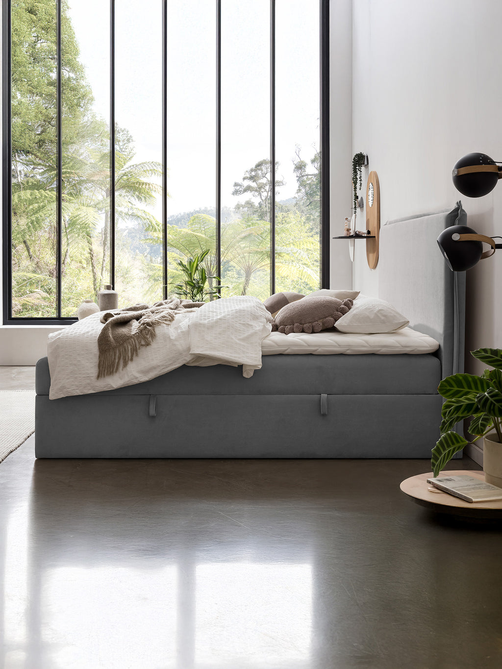 Samt Boxspringbett mit Stauraum Grau LONDON