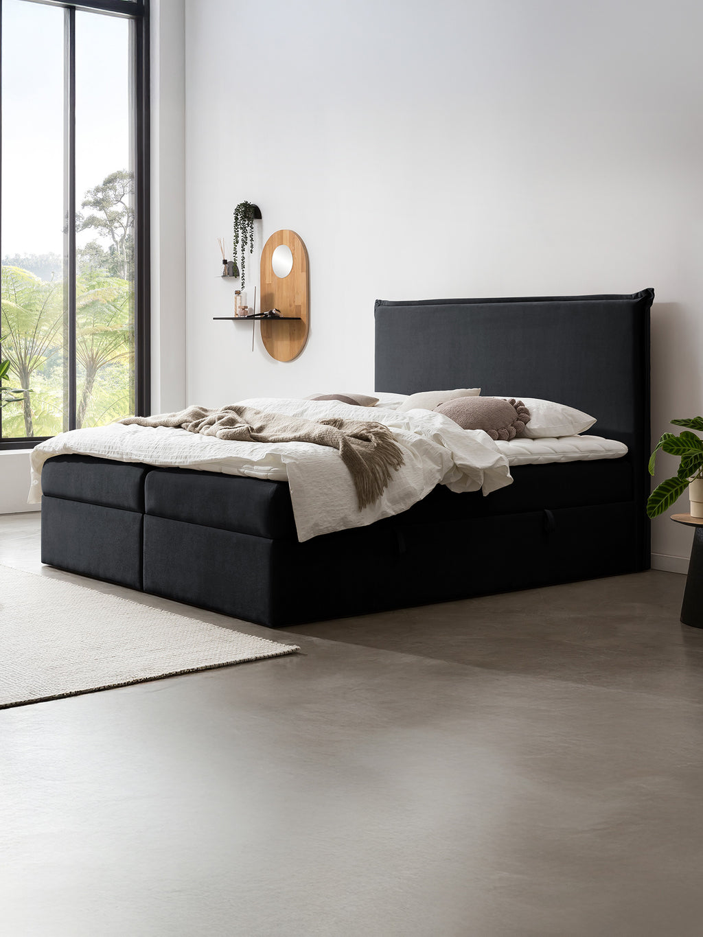 Samt Boxspringbett mit Stauraum Schwarz LONDON