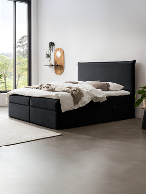 Samt Boxspringbett mit Stauraum Schwarz LONDON