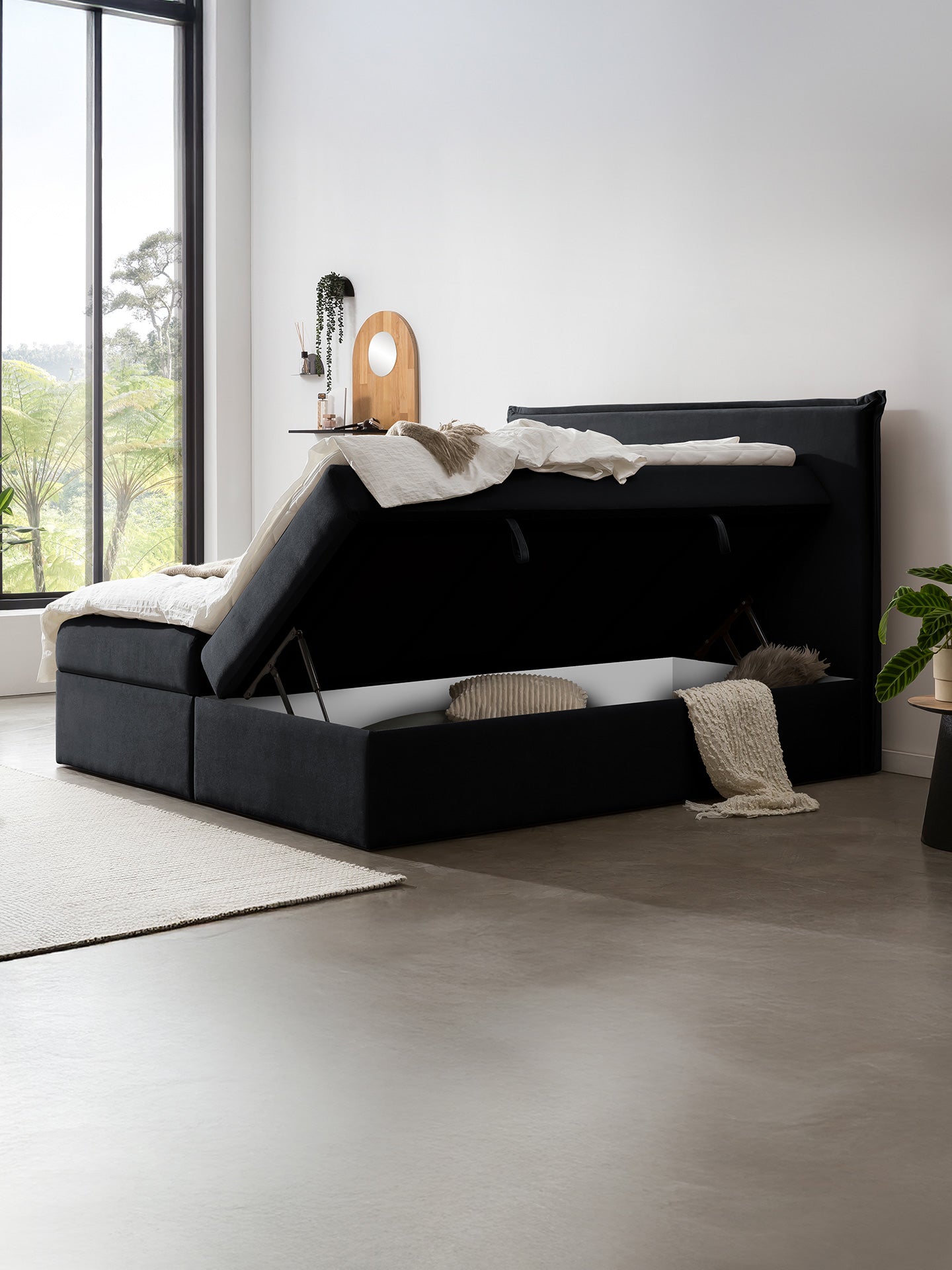 Samt Boxspringbett mit Stauraum Schwarz LONDON