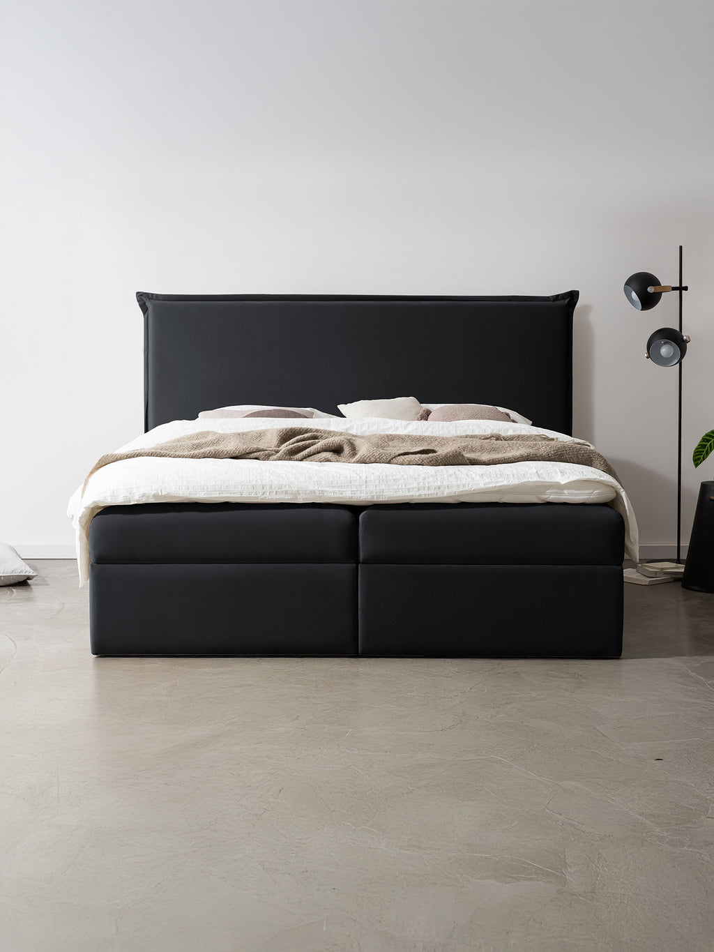 Samt Boxspringbett mit Stauraum Schwarz LONDON