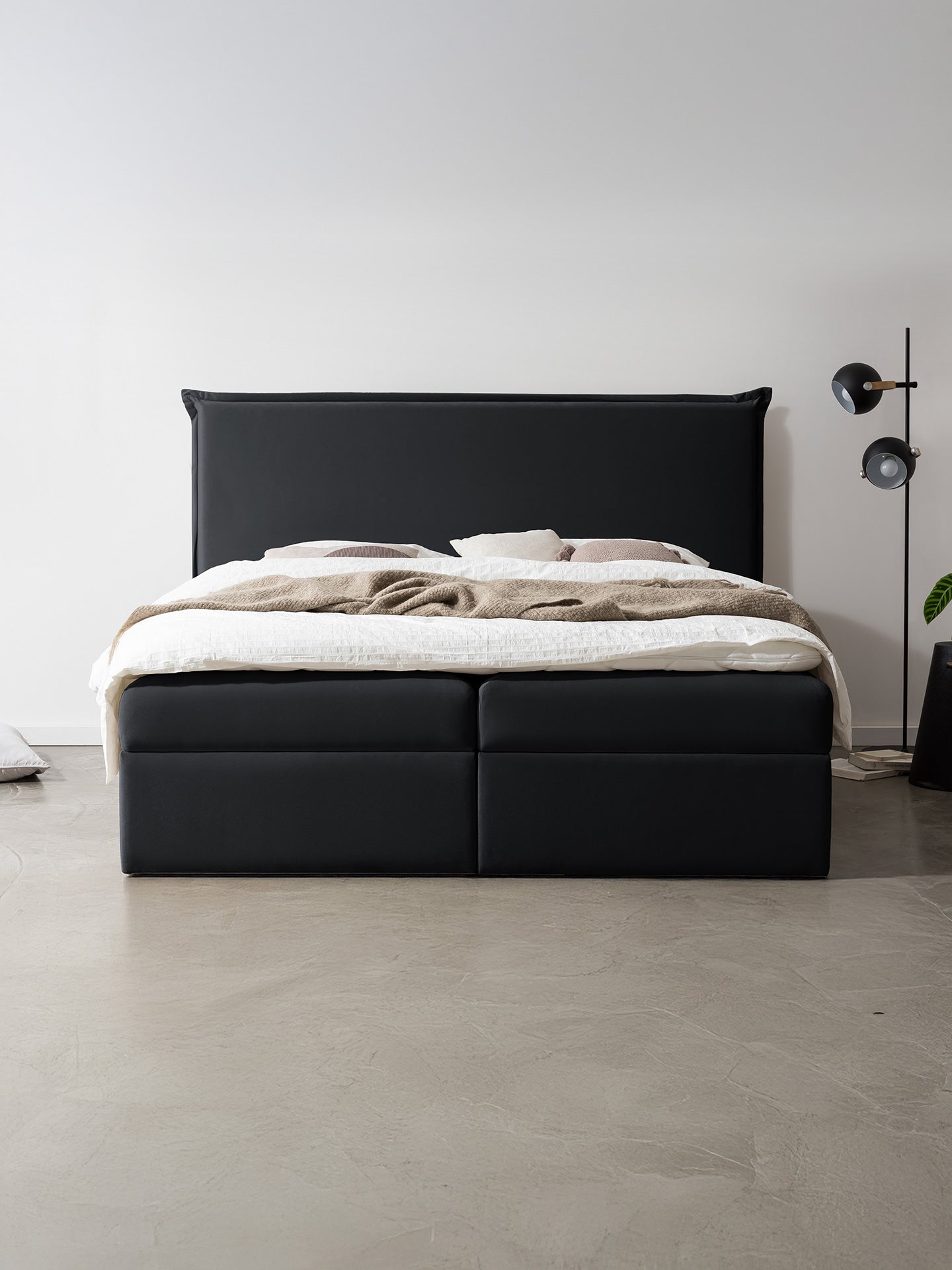 Samt Boxspringbett mit Stauraum Schwarz LONDON