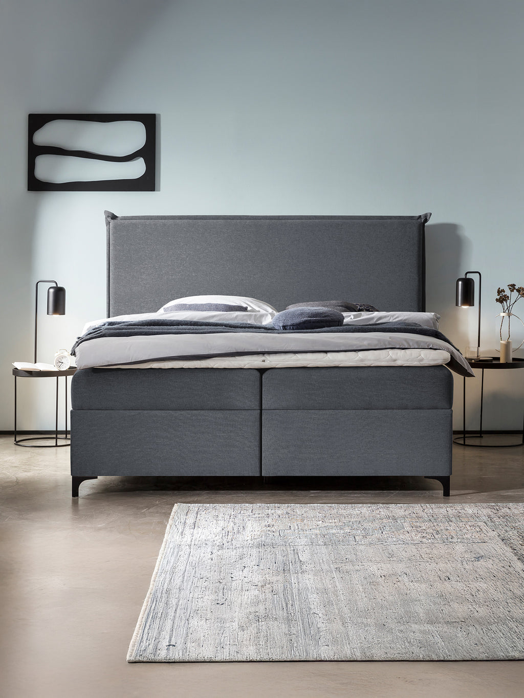 Webstoff Boxspringbett mit Stauraum Anthrazit LONDON