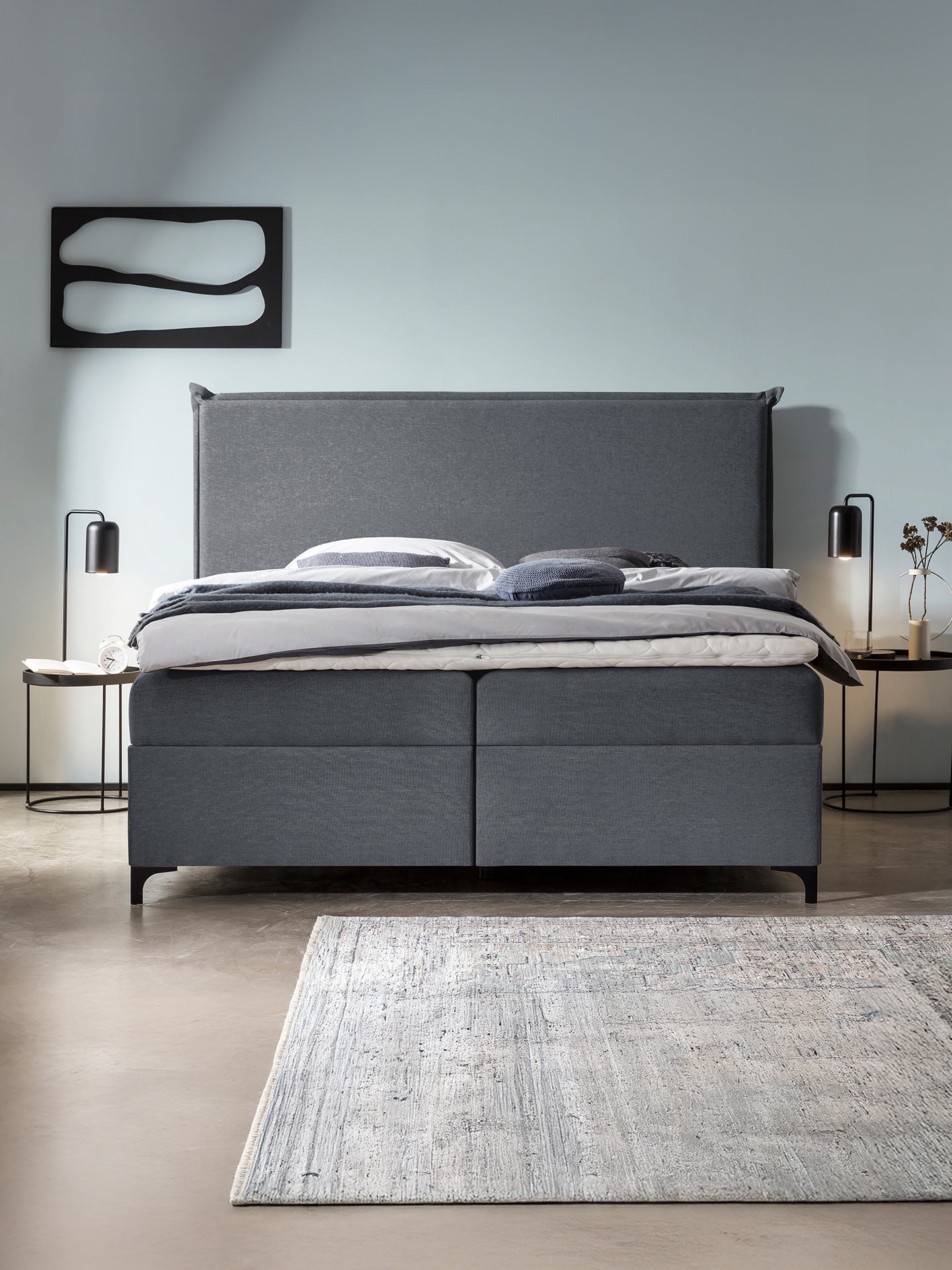 Webstoff Boxspringbett mit Stauraum Anthrazit LONDON