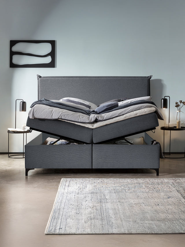Webstoff Boxspringbett mit Stauraum Anthrazit LONDON