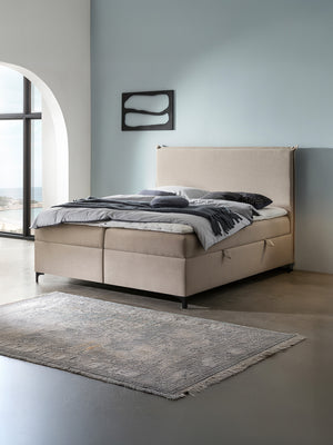 Webstoff Boxspringbett mit Stauraum Beige LONDON