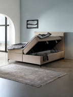 Webstoff Boxspringbett mit Stauraum Beige LONDON