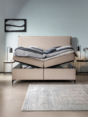 Webstoff Boxspringbett mit Stauraum Beige LONDON