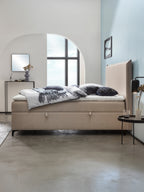 Webstoff Boxspringbett mit Stauraum Beige LONDON