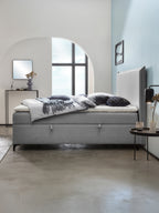 Webstoff Boxspringbett mit Stauraum Hellgrau LONDON