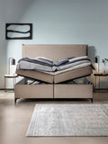 Webstoff Boxspringbett mit Stauraum Nougat LONDON