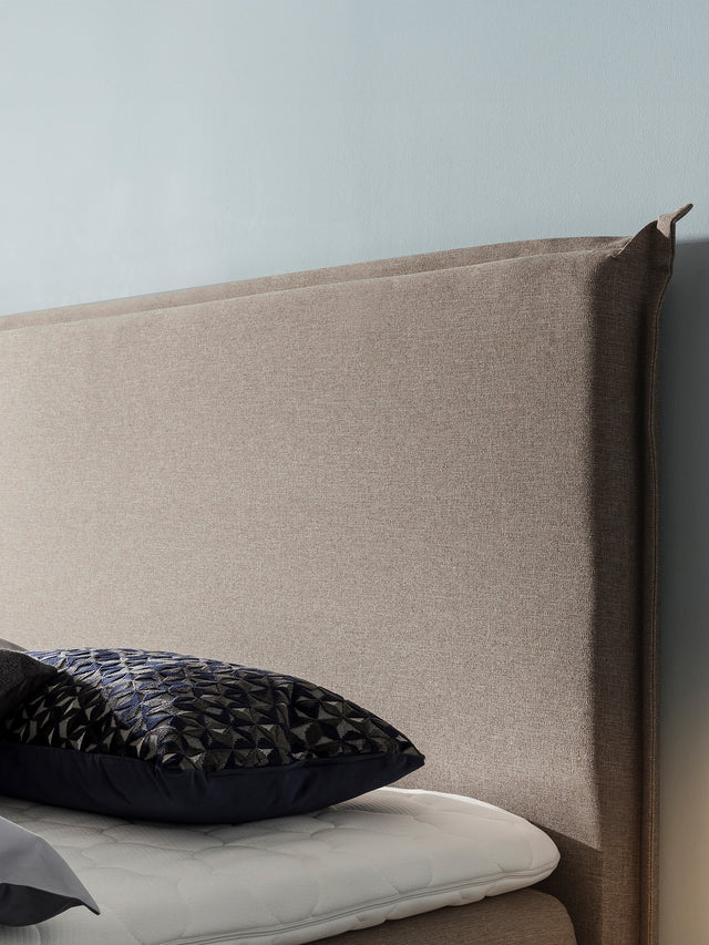 Webstoff Boxspringbett mit Stauraum Nougat LONDON