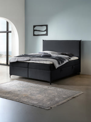 Webstoff Boxspringbett mit Stauraum Schwarz LONDON