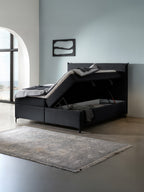 Webstoff Boxspringbett mit Stauraum Schwarz LONDON