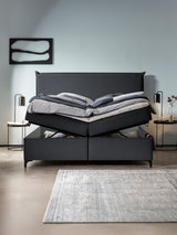 Webstoff Boxspringbett mit Stauraum Schwarz LONDON